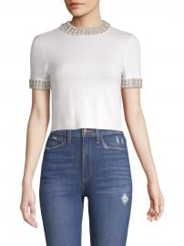 Ciara Embellished Short-Sleeve Crop Sweater at Saks Fifth Avenue